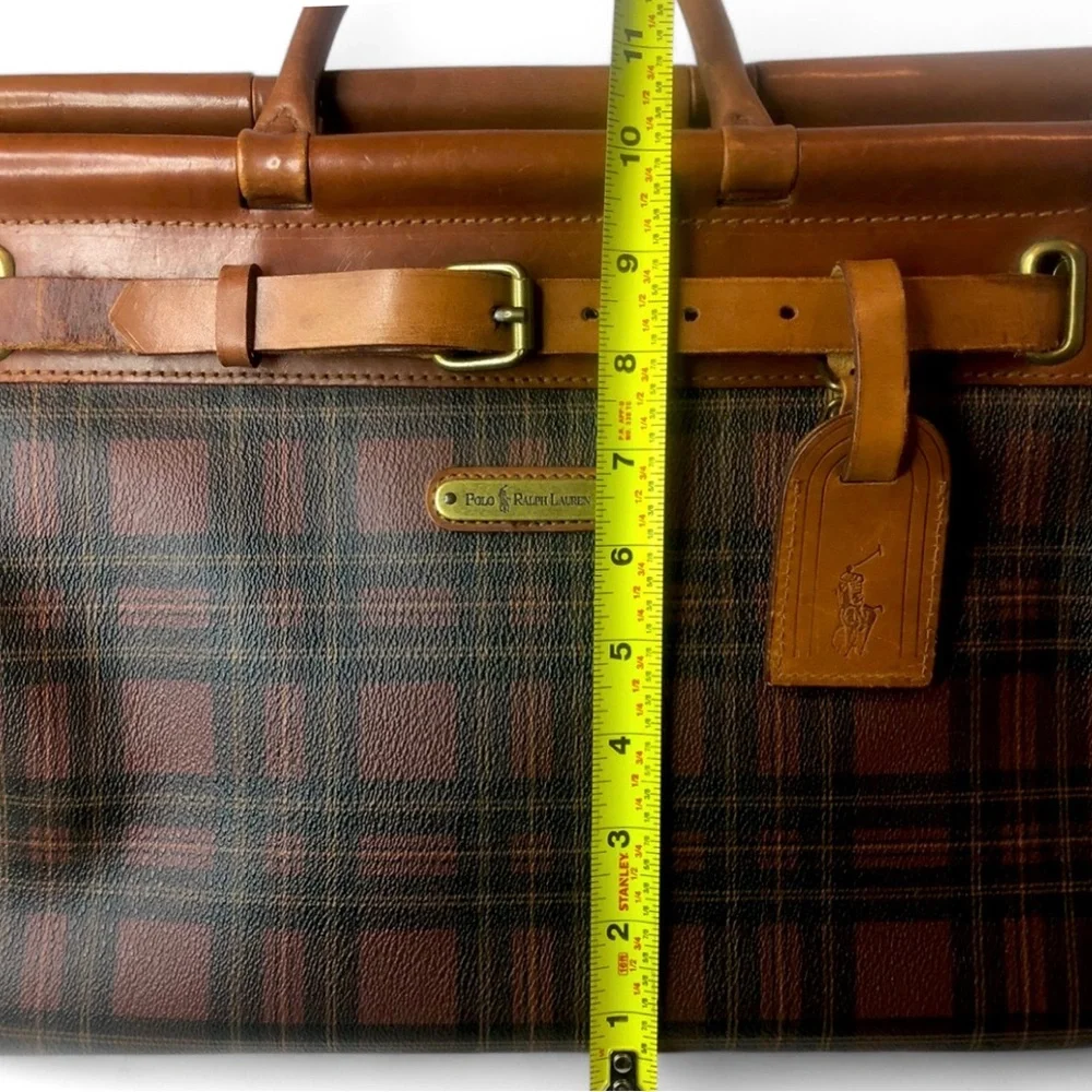 RALPH LAUREN Tartan Plaid Doctor's Boston Weekend Suitcase Briefcase Travel Bag